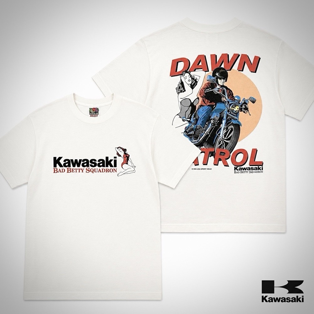 VTG 90s Kawasaki Motorcycle Motocross Bad Betty Squadron T-Shirt M Single Stitch